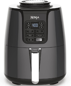 Ninja Freidora de aire AF101 que cruje, asa, recalienta y deshidrata, para comidas rápidas y fáciles, capacidad de 4 cuartos de galón y acabado de alto brillo, gris