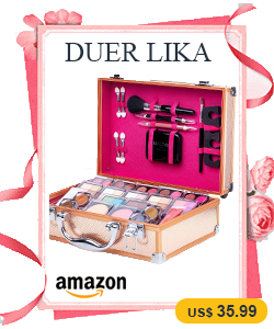 DUER LIKA Kit de maquillaje para niñas y mujeres, estuche de maquillaje con maquillaje profesional y juego completo de cosméticos para principiantes (dorado)